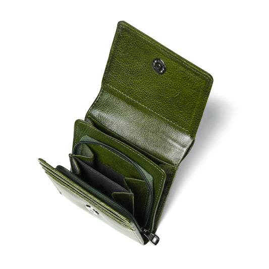 Minimalist Leather Wallet with Coin Pocket - Forest Green
