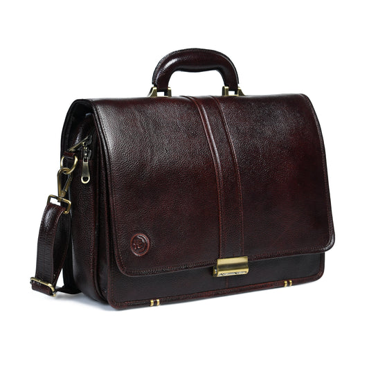 Vintage Leather Briefcase - Dark Brown