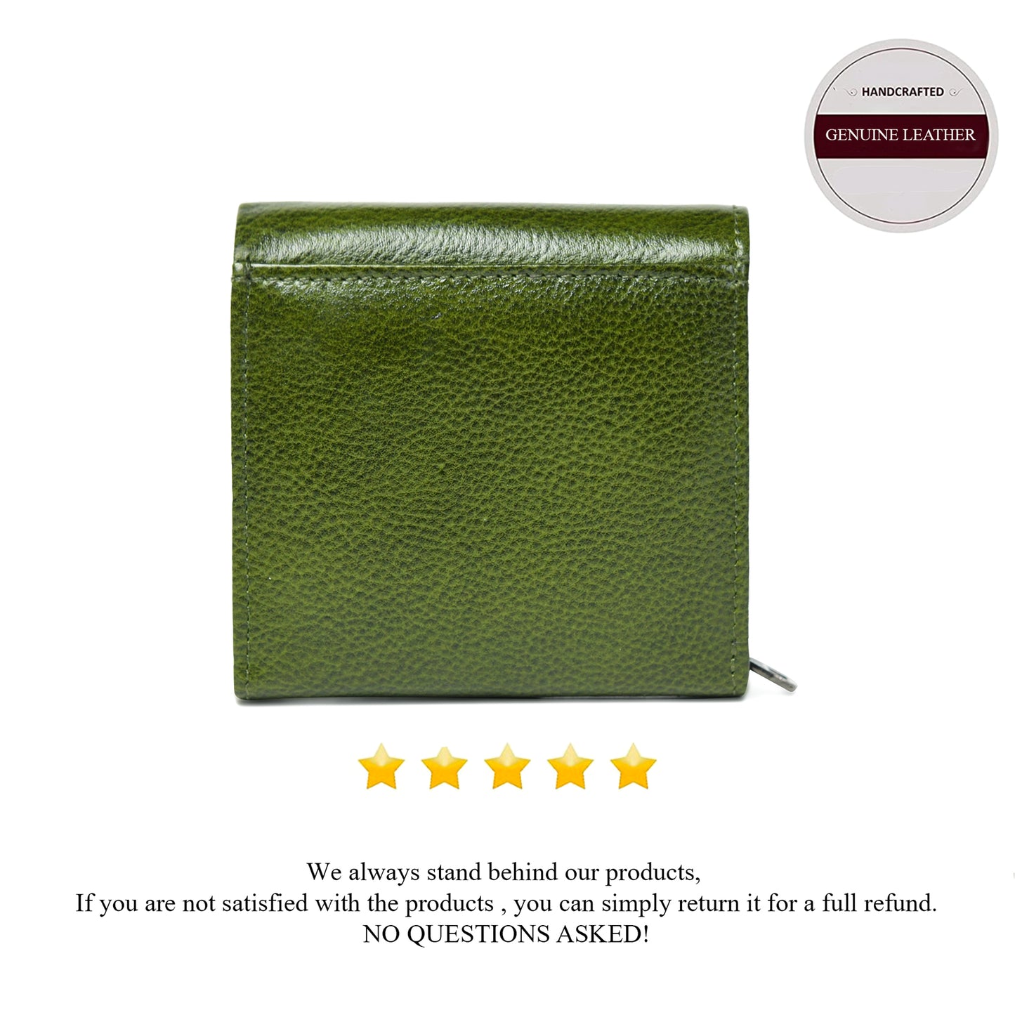 Minimalist Leather Wallet with Coin Pocket - Forest Green