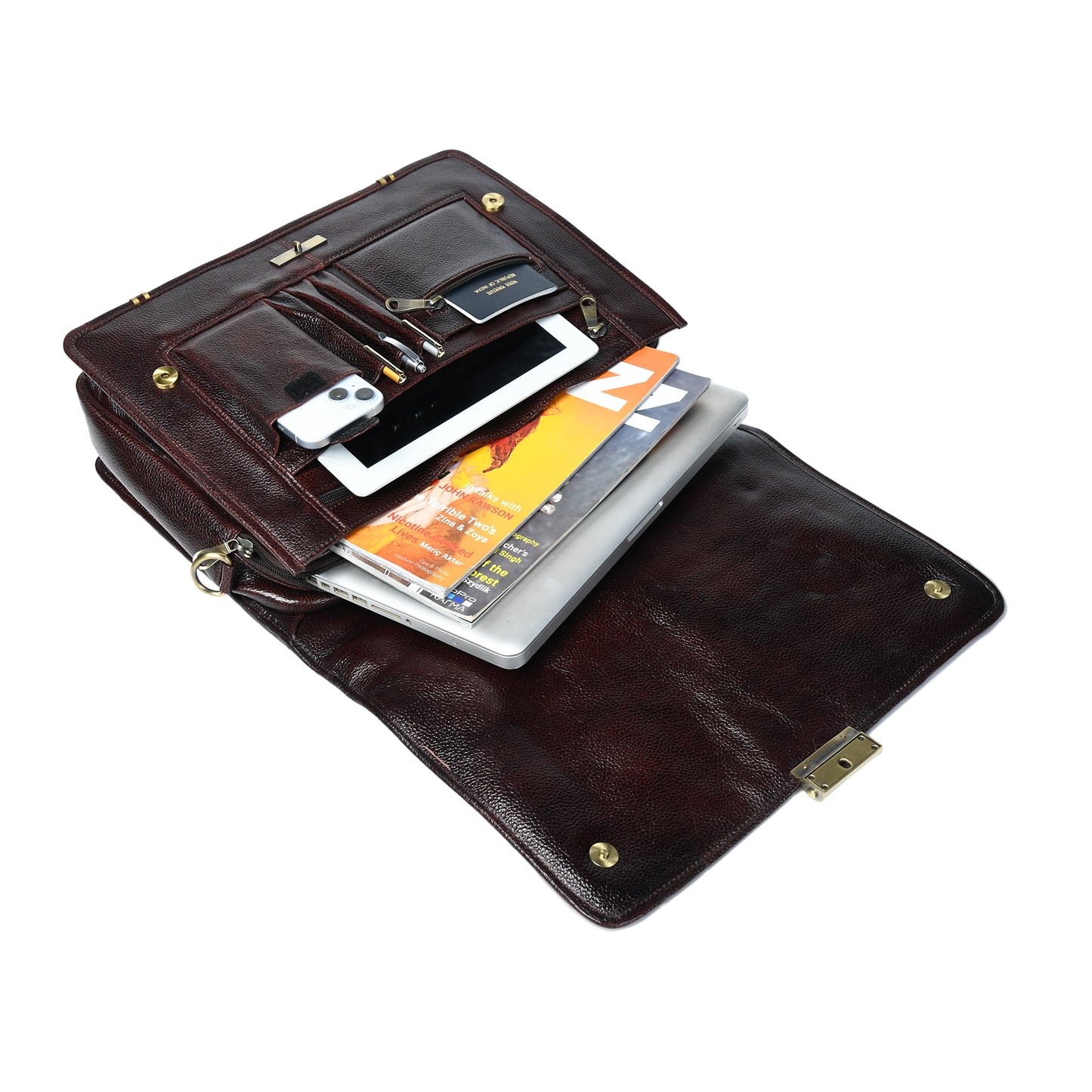 Vintage Leather Briefcase - Dark Brown