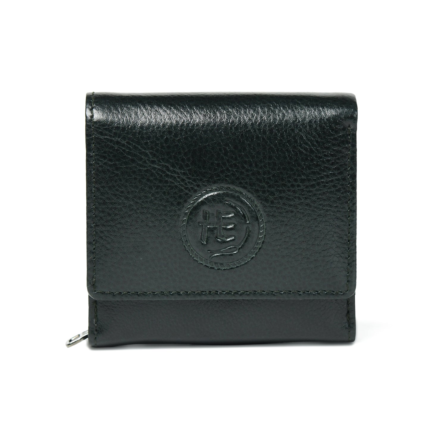 Minimalist Leather Wallet with Coin Pocket - Olive Green