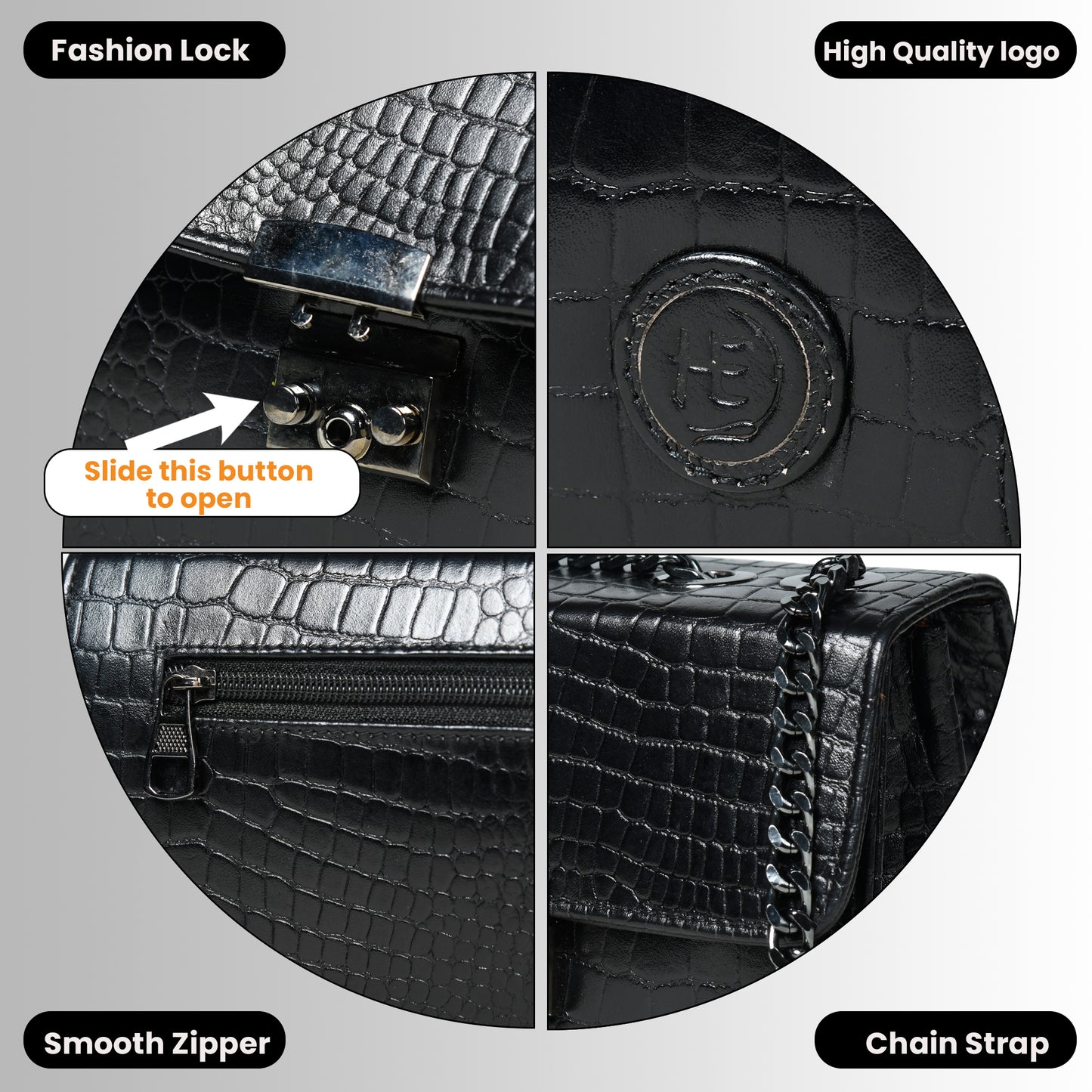 Croc Charm Crossbody Bag - Black