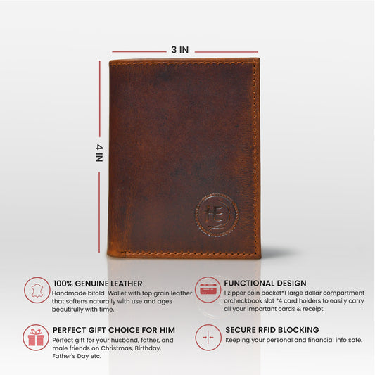 RustFold Leather Wallet - Tan Brown