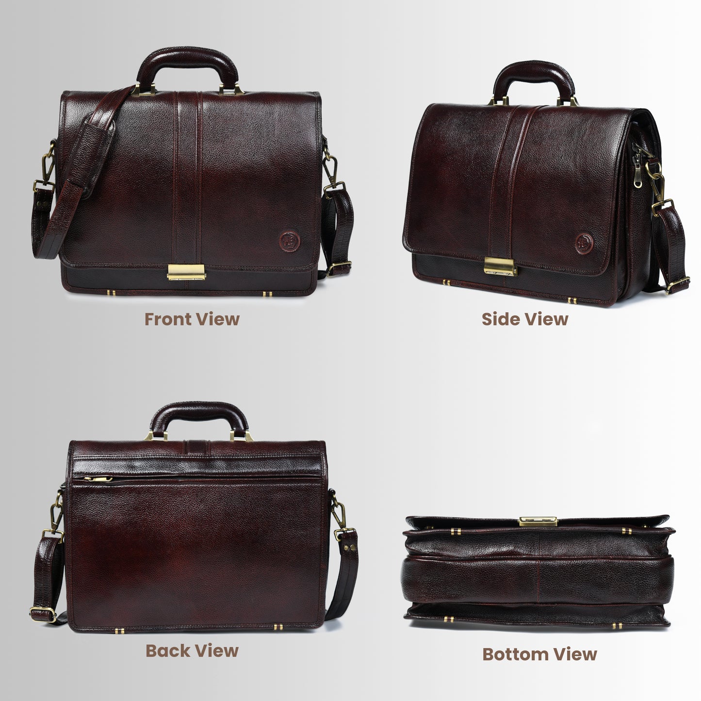 Vintage Leather Briefcase - Dark Brown