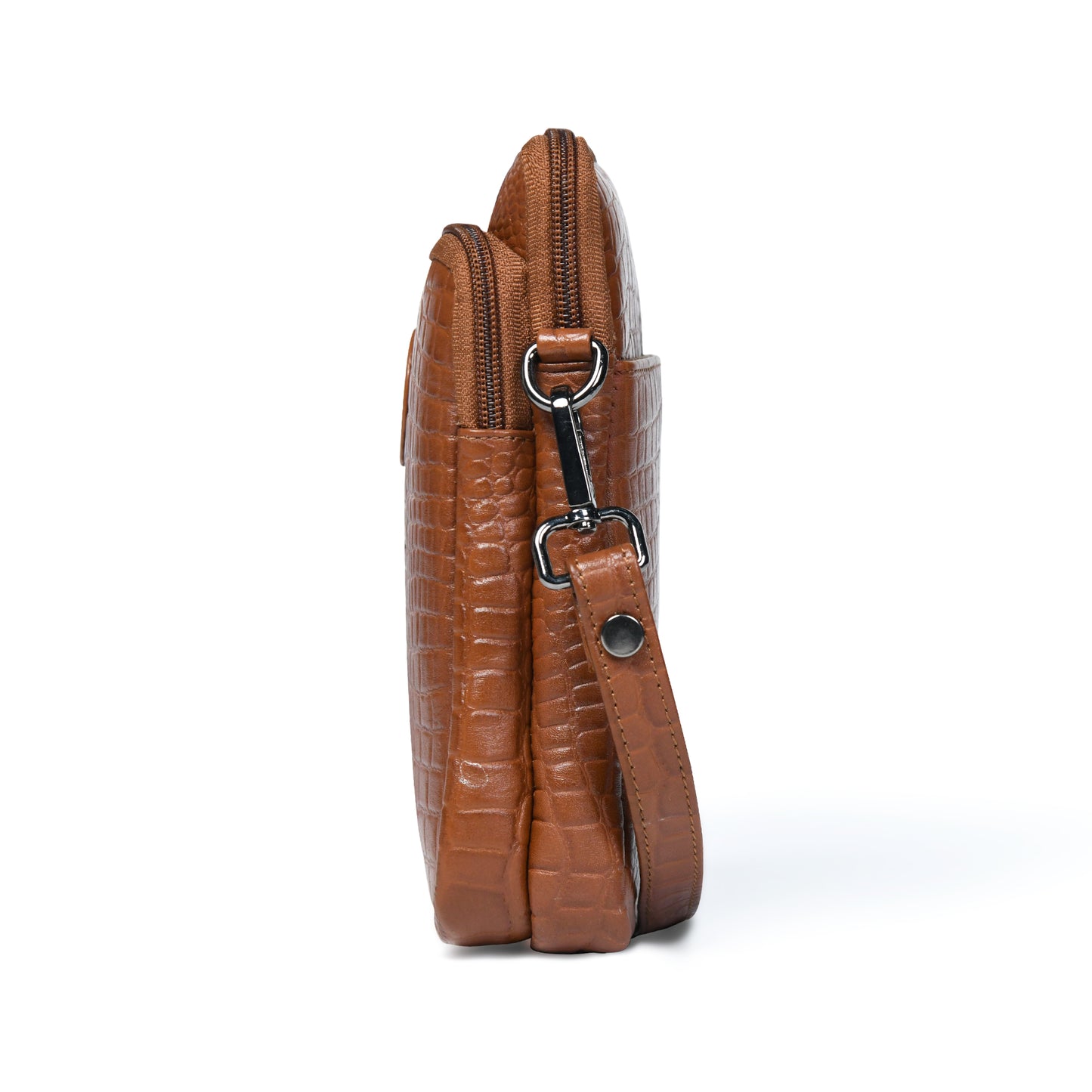 Croc Emposed Sling Bag - Brown