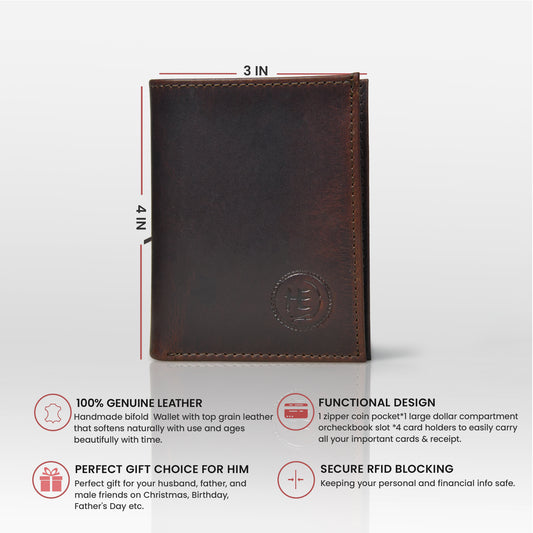 RustFold Leather Wallet - Dark Brown