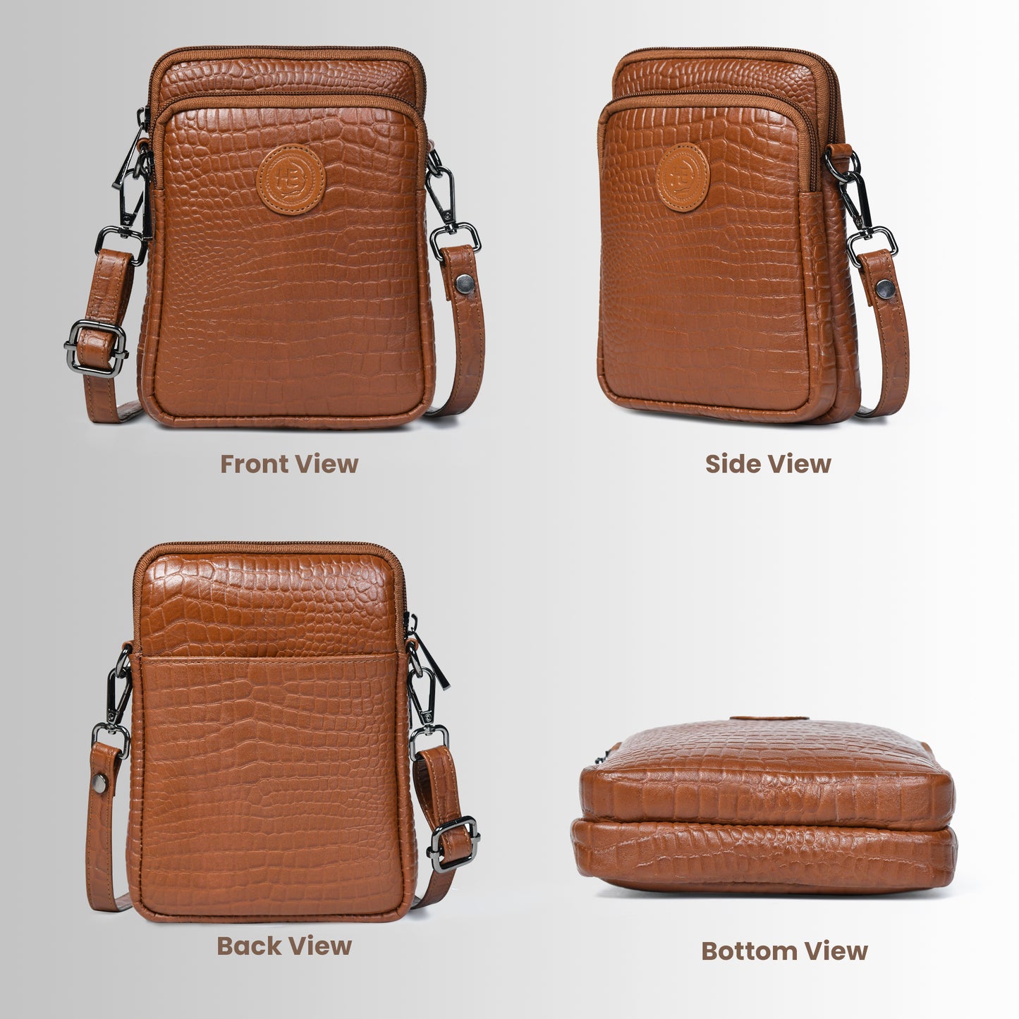 Croc Emposed Sling Bag - Brown