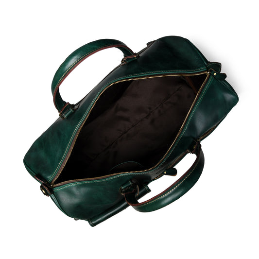 Classic Leather Travel Duffle – Top-Zip Design - Forest Green
