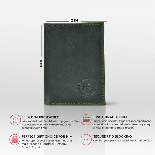 RustFold Leather Wallet - Forest Green