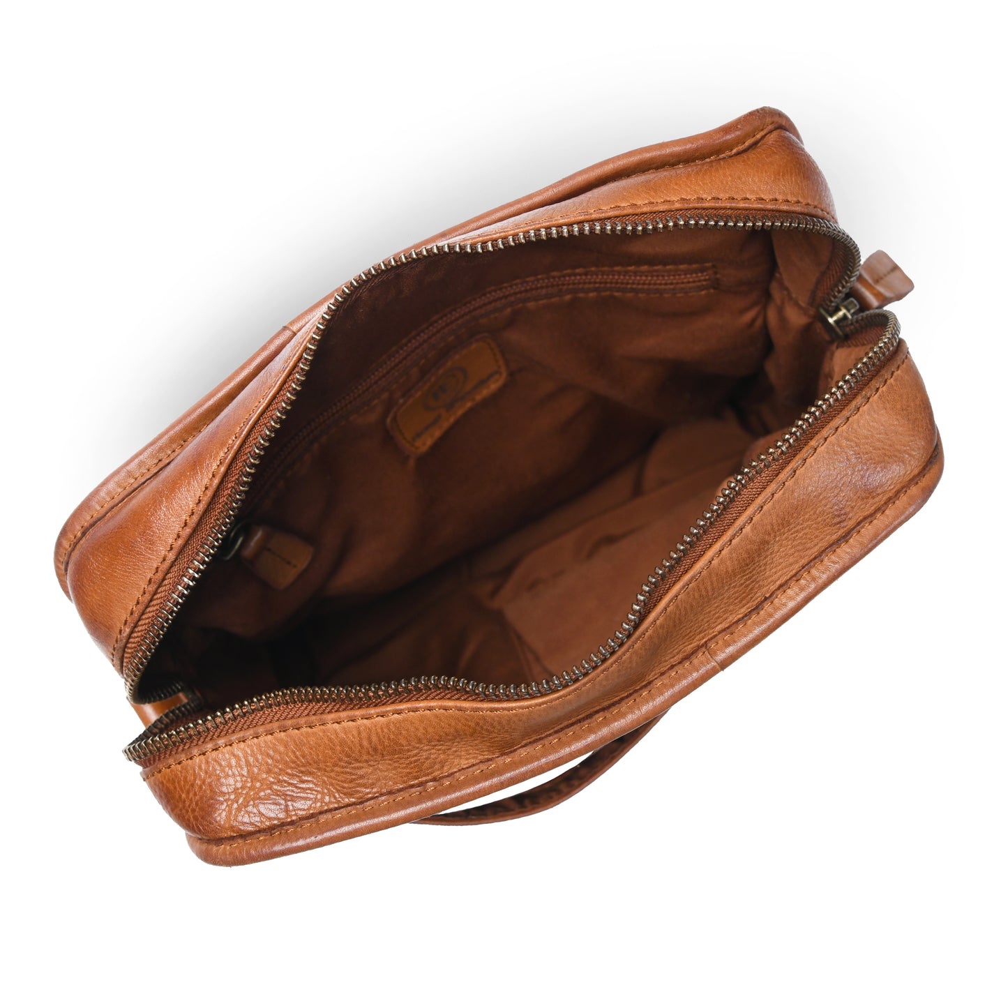 Leather Square Crossbody Bag - Tan Brown