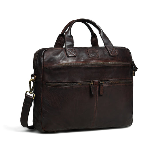 Classic Leather Laptop Bag - Dark Brown