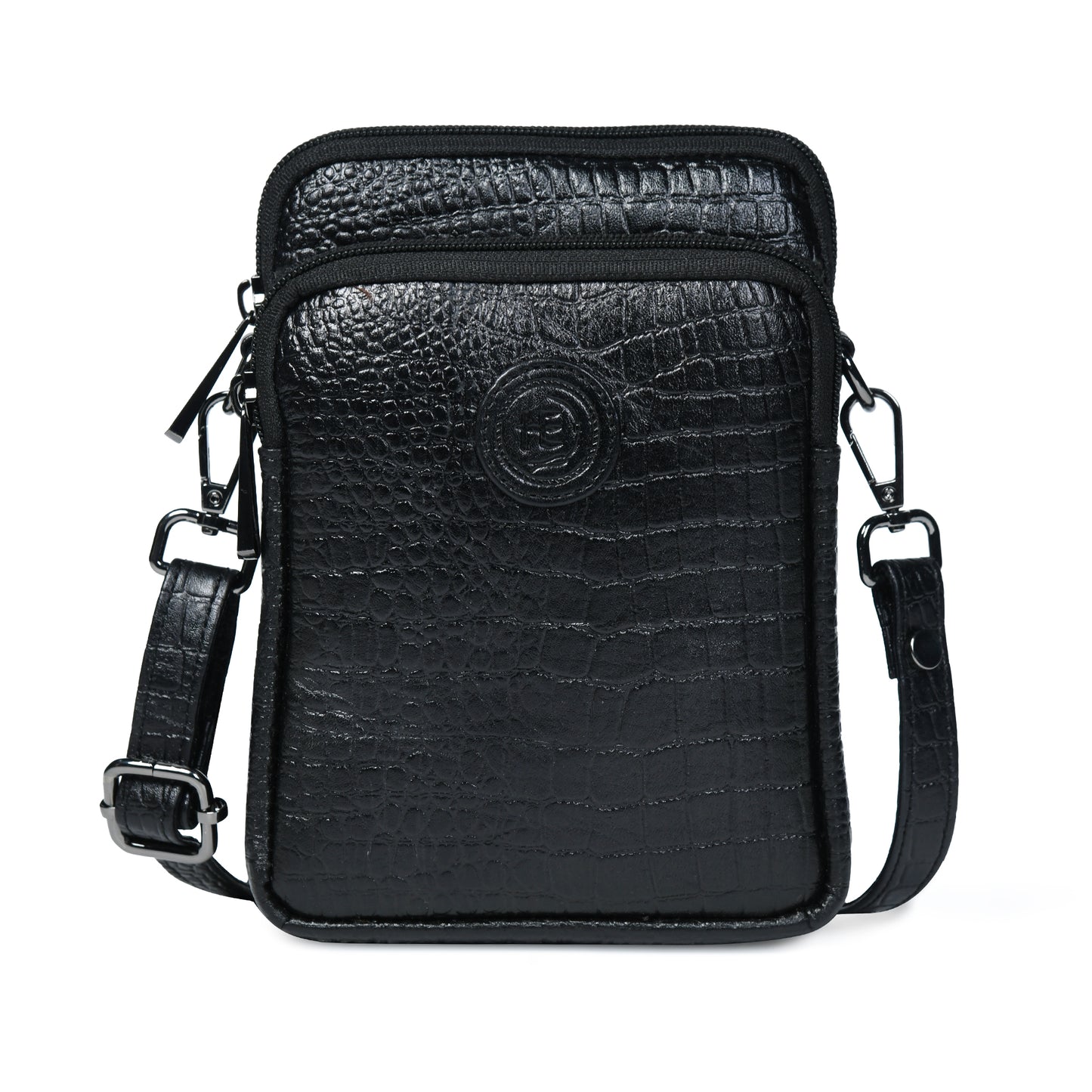 Croc Emposed Sling Bag - Black