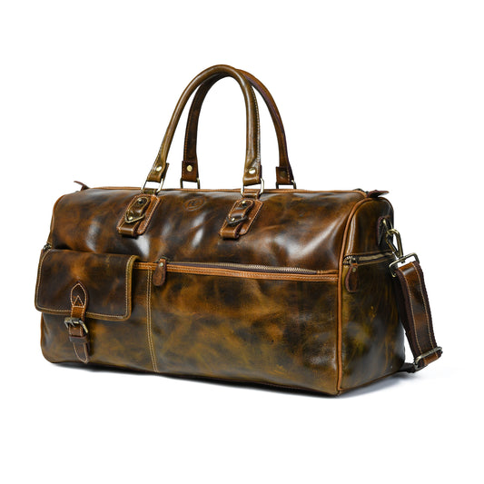 Classic Leather Travel Duffle – Top-Zip Design - Brown