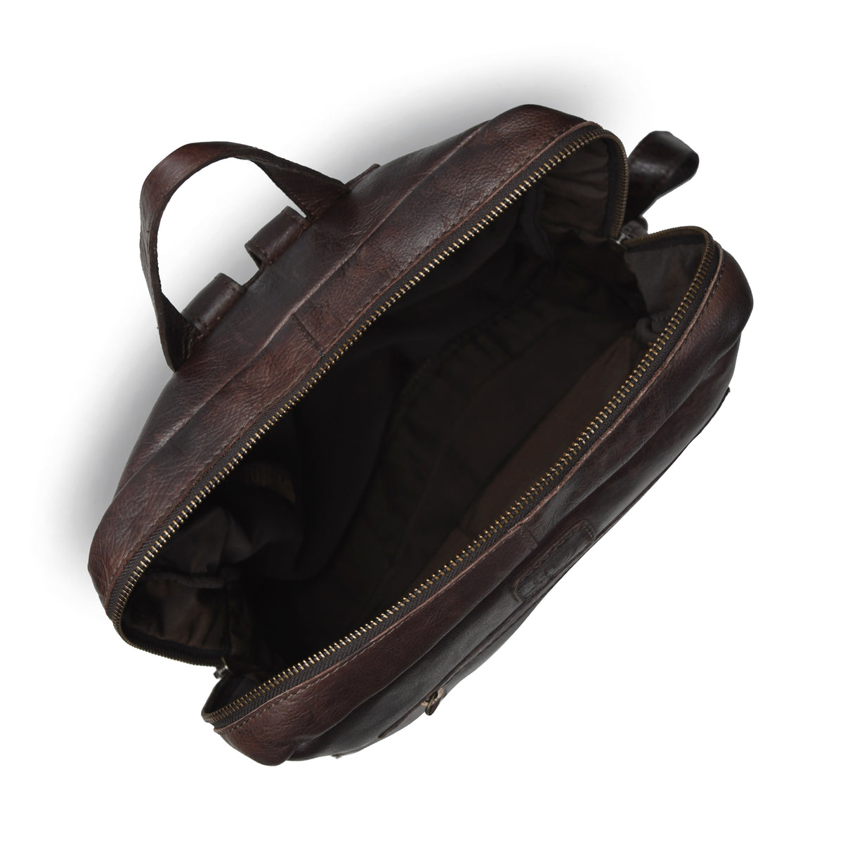 Espresso brown leather bag - open interior and compartments, handcrafted buffalo leather | Hema Emporium
