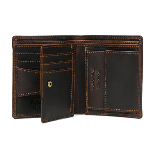 Vintage Dark Brown Trifold ID Wallet