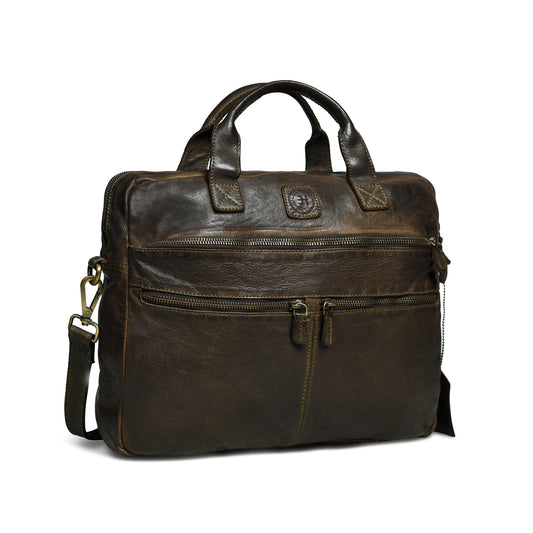Classic Leather Laptop Bag - Tan Brown