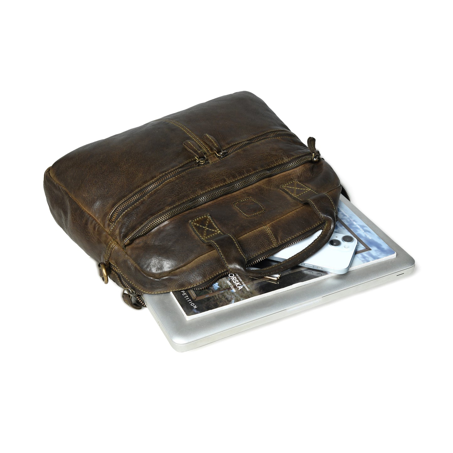 Classic Leather Laptop Bag - Tan Brown