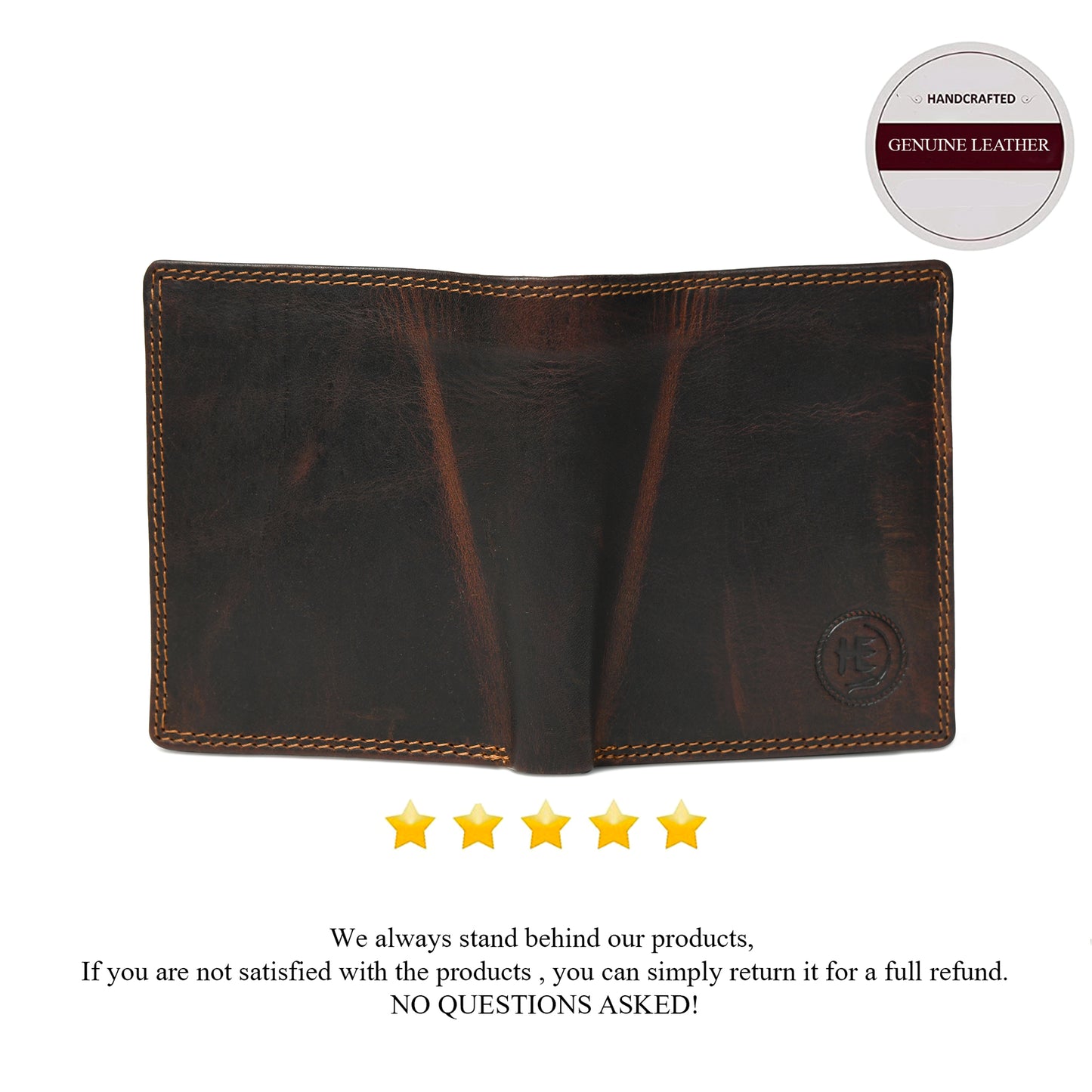 Vintage Dark Brown Trifold ID Wallet