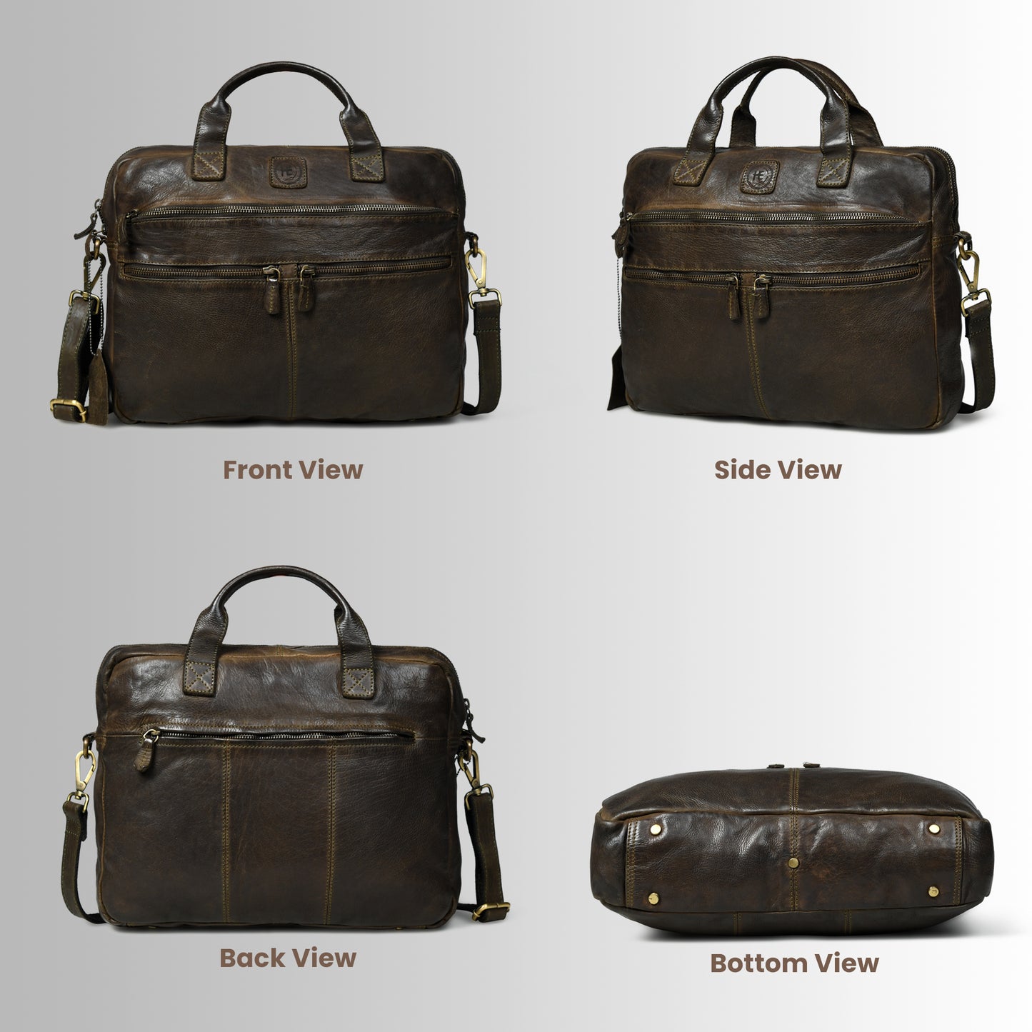 Classic Leather Laptop Bag - Tan Brown