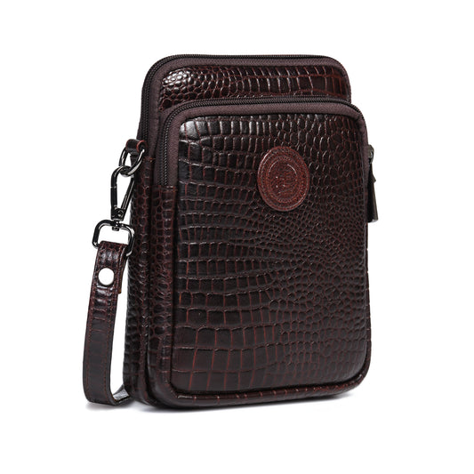 Croc Emposed Sling Bag - Tan Brown