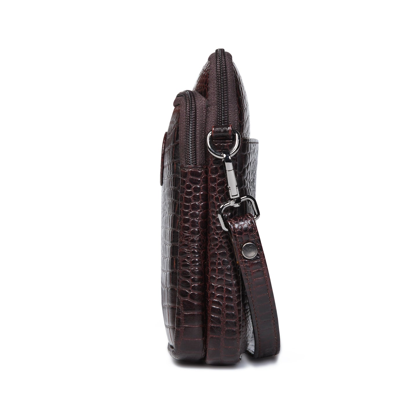 Croc Emposed Sling Bag - Tan Brown