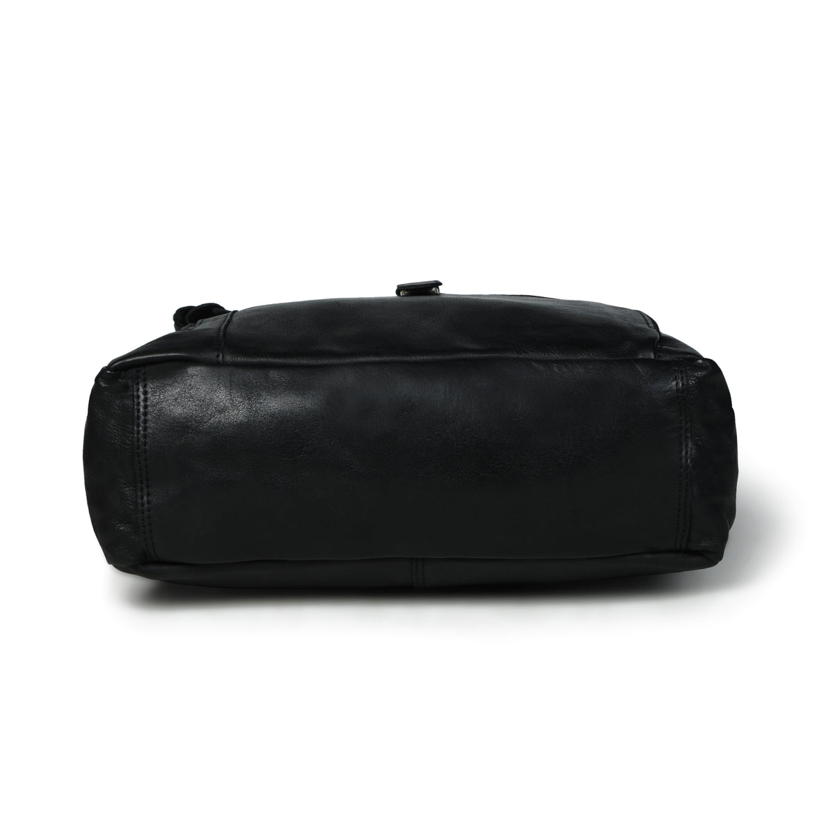 Black leather bag - base view, handcrafted buffalo leather | Hema Emporium