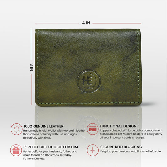 SafeSlip Leather Wallet - Olive Green