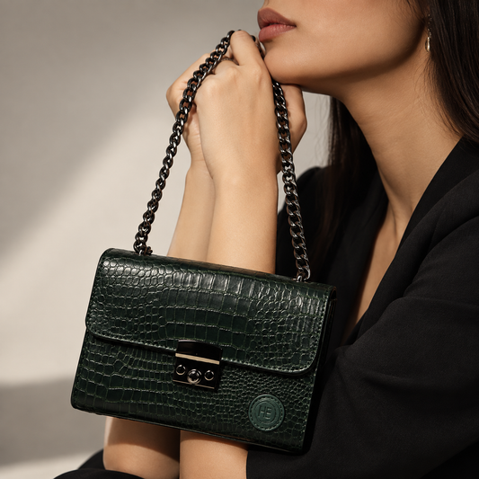 Croc Charm Leather Sling Bag for Women