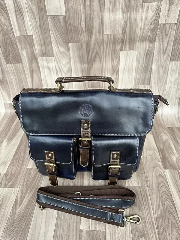 Office Bag Two Pocket Blue Oily