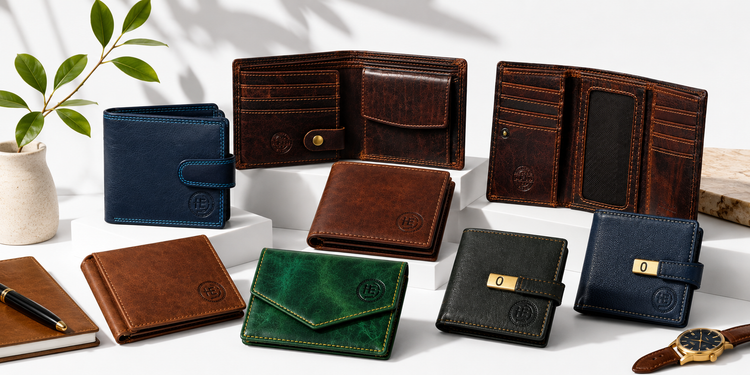 Genuine leather wallets for men - bifold, trifold and card wallets hand-stitched in Goa - Hema Emporium