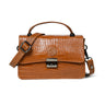 Brown Leather Mini Satchel - front view, handcrafted buffalo leather | Hema Emporium