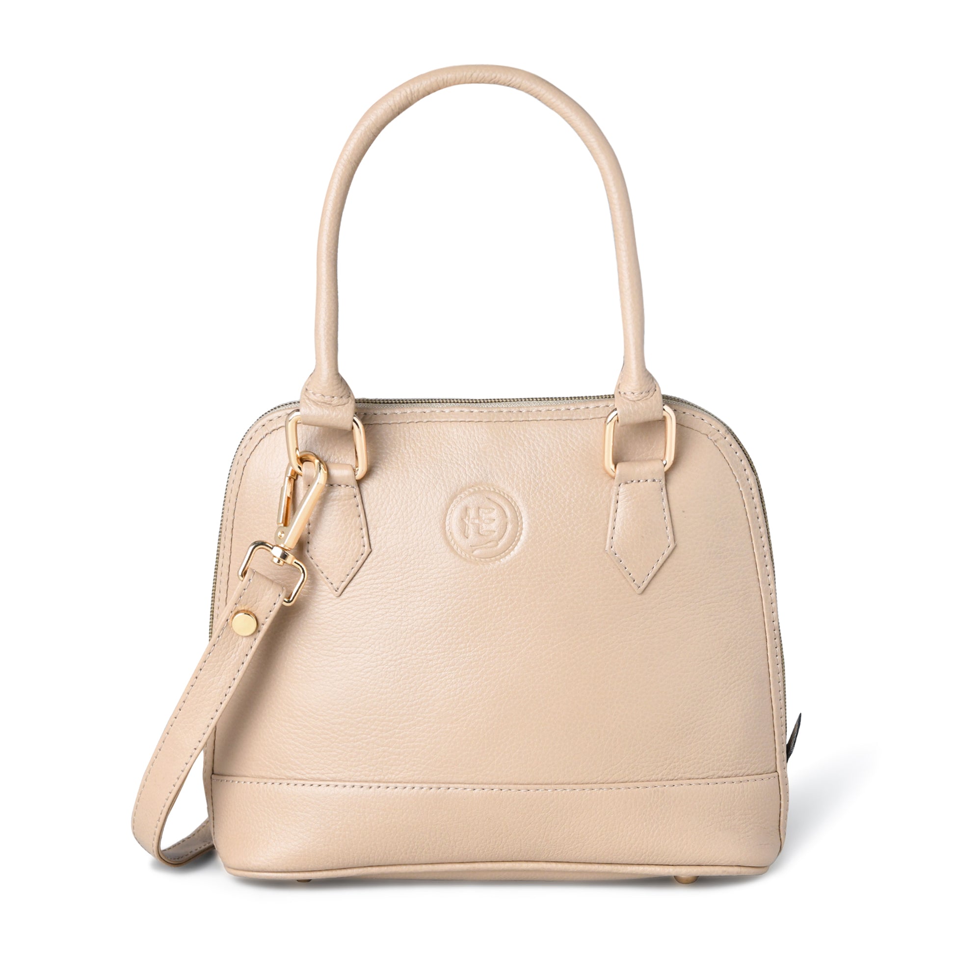 Beige Leather Bag - front view, handcrafted buffalo leather | Hema Emporium