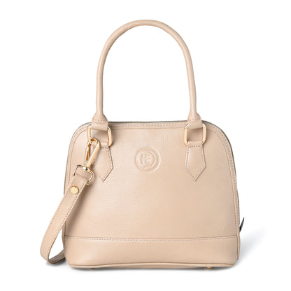 Beige Leather Bag - front view, handcrafted buffalo leather | Hema Emporium