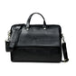 Black Leather Laptop Bag - front view with dual handles and shoulder strap, handcrafted buffalo leather | Hema Emporium