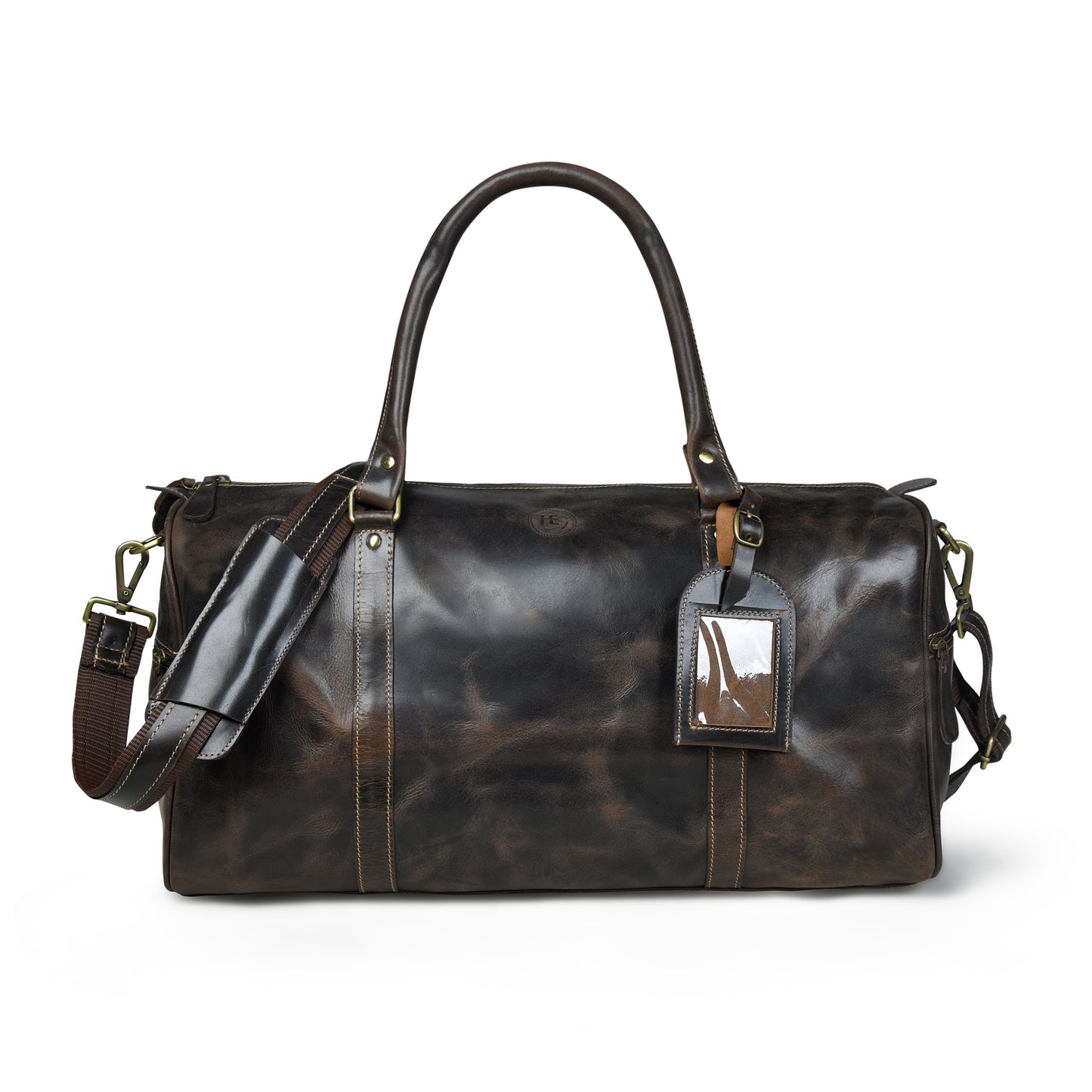 Vintage Leather Duffle Bag -  Dark Brown