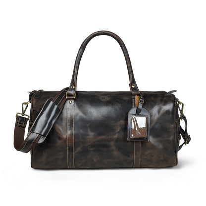Vintage Leather Duffle Bag -  Dark Brown