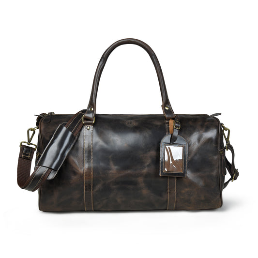 Vintage Leather Duffle Bag -  Dark Brown