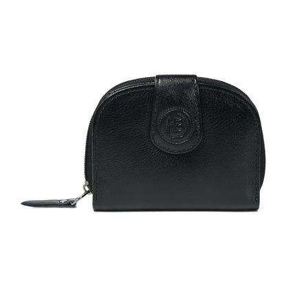 Leather Zip Card Wallet - Black
