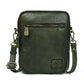 Olive Green leather bag - front view with zipper pocket, handcrafted buffalo leather | Hema Emporium