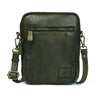 Olive Green leather bag - front view with zipper pocket, handcrafted buffalo leather | Hema Emporium