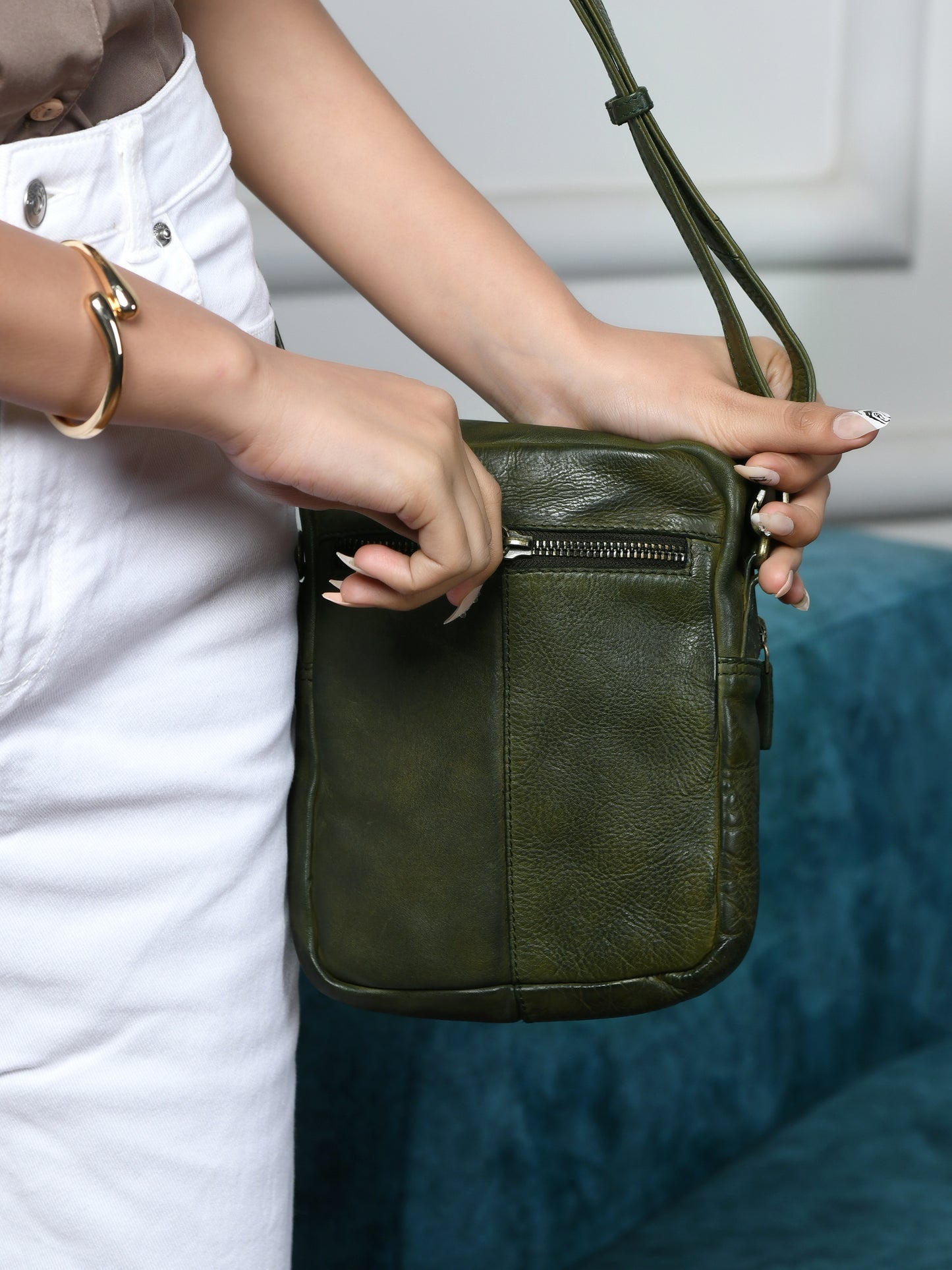 Mini square Messenger Bag - Olive Green