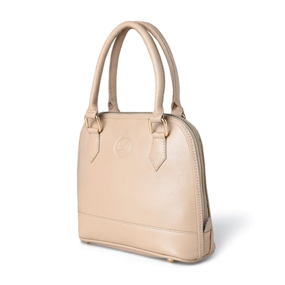Beige Leather Bag - side angle view, handcrafted buffalo leather | Hema Emporium