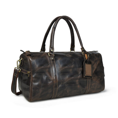 Vintage Leather Duffle Bag -  Dark Brown