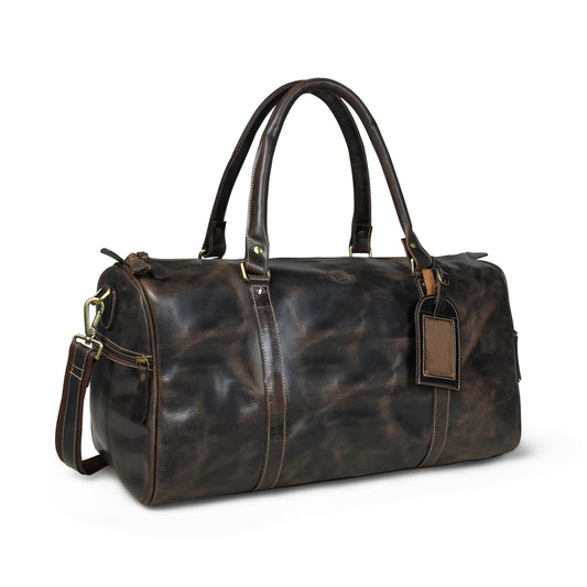 Vintage Leather Duffle Bag -  Dark Brown