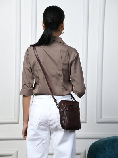Mini square Messenger Bag - Dark Brown