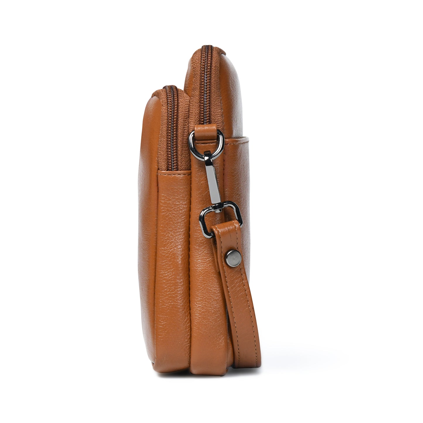 Classic Leather Mobile Sling Bag - Brown