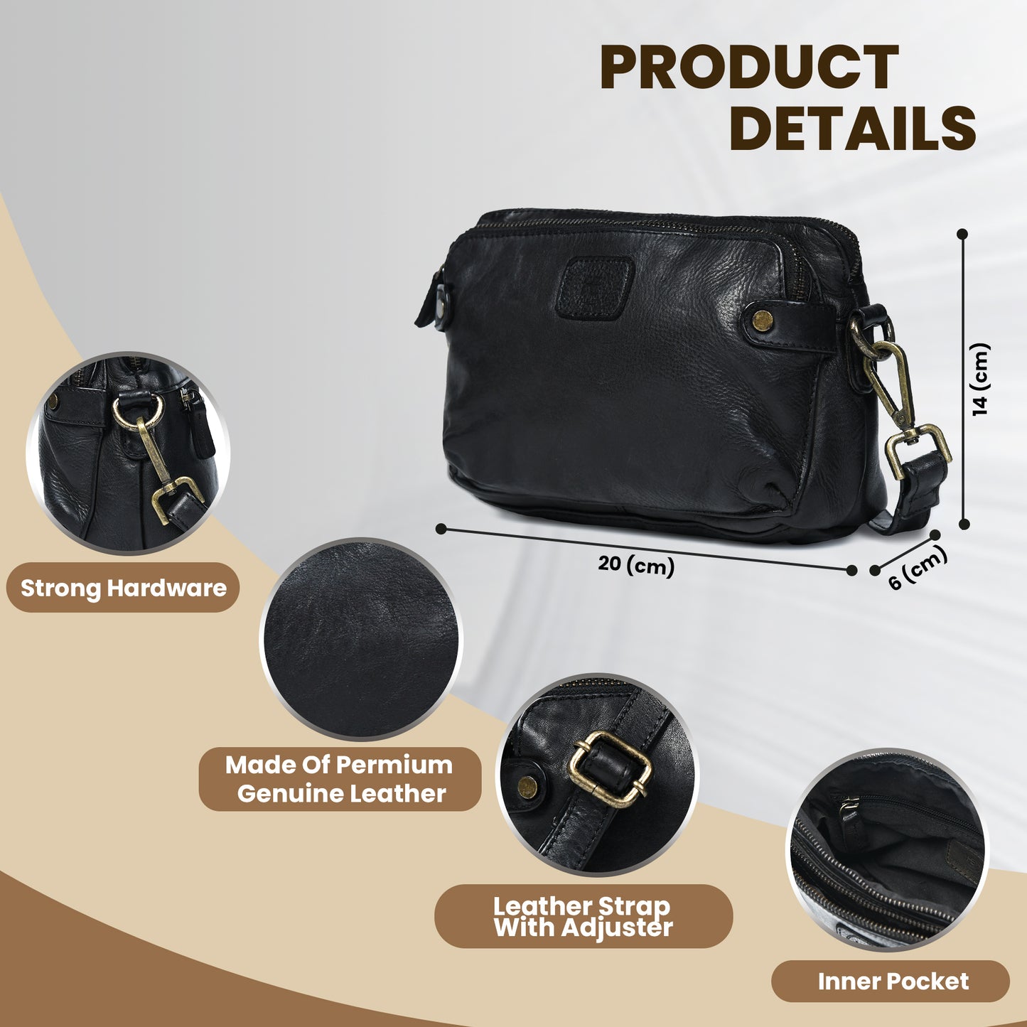 Compact leather Bag - Black