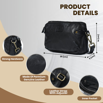 Compact leather Bag - Black