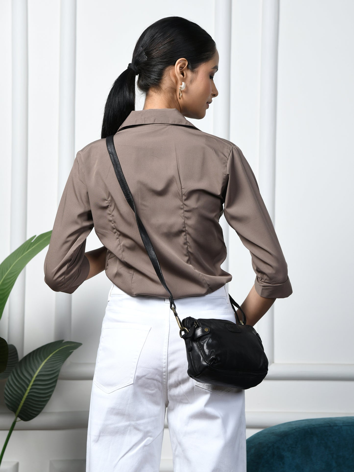 Compact leather Bag - Black