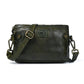 Olive Green Leather Sling Bag - front view with crossbody strap and brass hardware, handcrafted buffalo leather | Hema Emporium